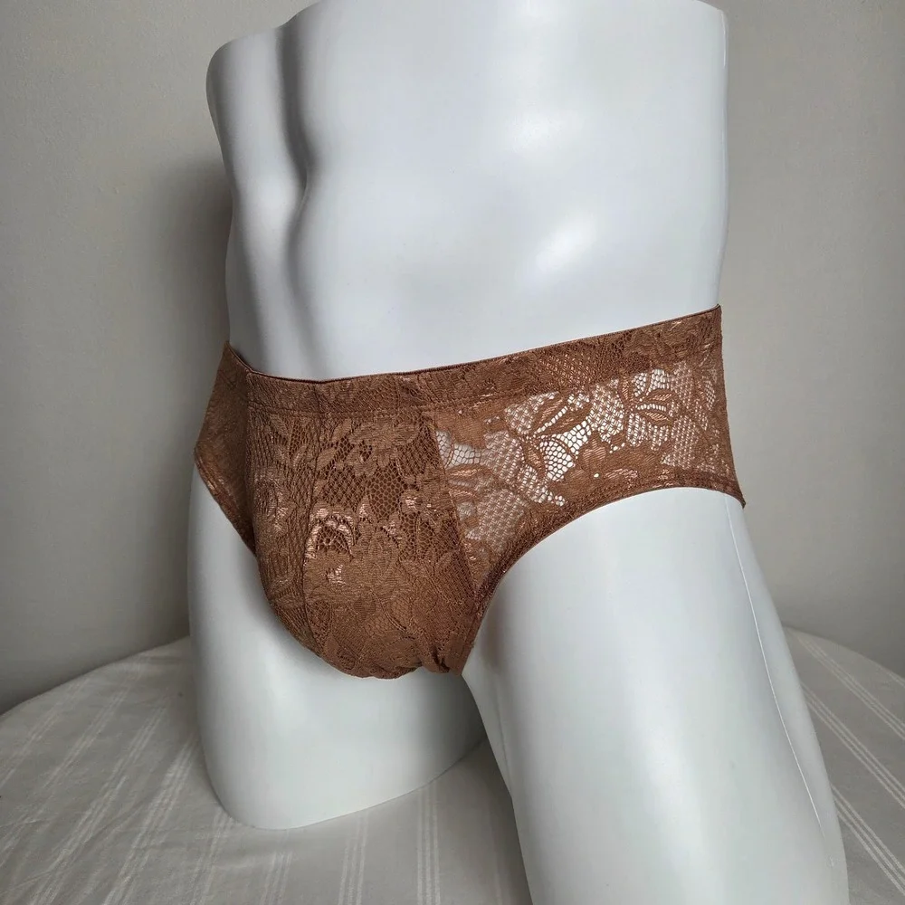 Cosabella Men's Luxury Italian Lace Comfort Micro Brief Quattro Brown